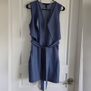 BCBGMaxAzria Blue/Denim Sleeveless Tie Up Vest